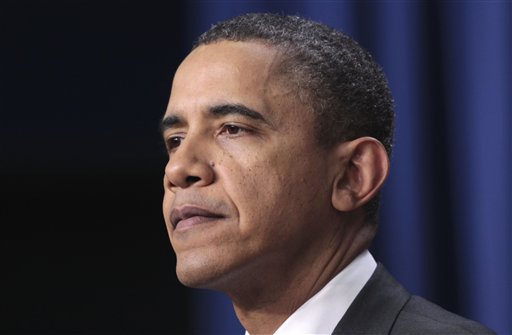 President Barack Obama listens during his joint news conference with Canadian Prime Minister Stephen Harper, Friday, Feb. 4, 2011, in the Eisenhower Executive Office Building on the White House complex in Washington. (AP Photo/Pablo Martinez Monsivais) (AP)