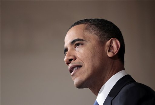 President Barack Obama speaks about the situation in Libya in the Grand Foyer of the White House, Wednesday, Feb. 23, 2011, in Washington.  (AP Photo/Pablo Martinez Monsivais) (AP)