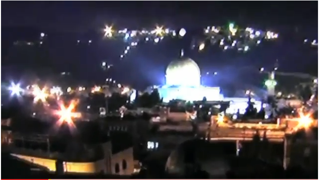 Bright light over Dome of the Rock, Israel