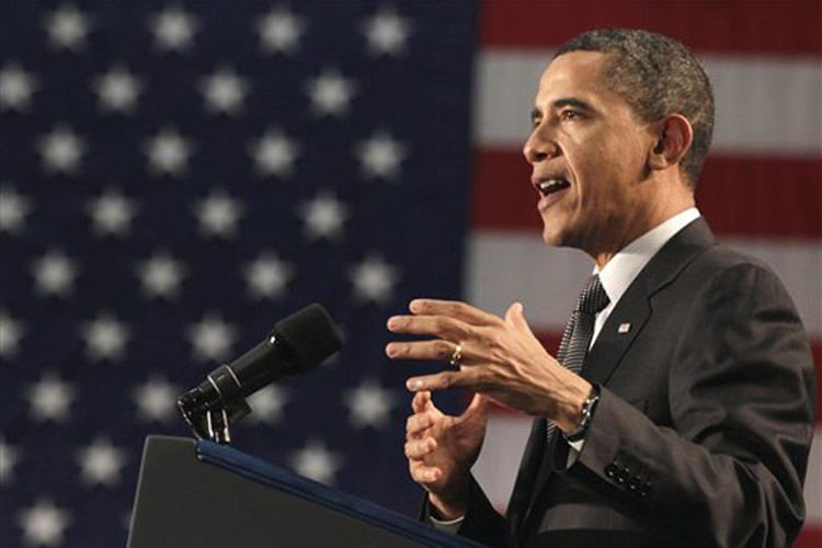 President Barack Obama speaks at the Winning the Future Forum on Small Business at Cleveland State University in Cleveland, Tuesday, Feb. 22, 2011.  (AP Photo/Carolyn Kaster) (Carolyn Kaster)