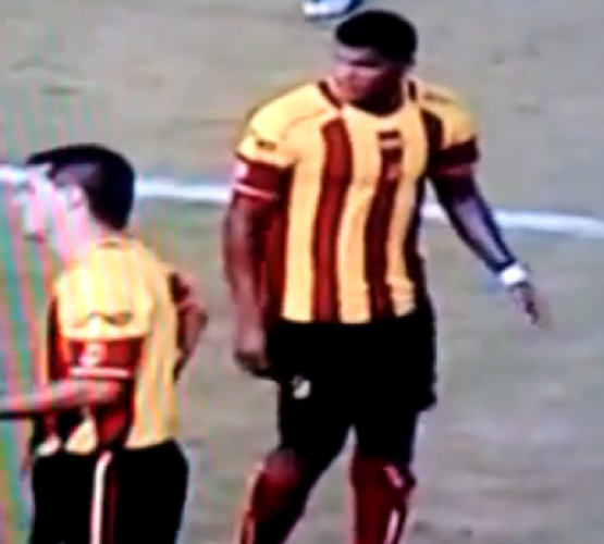 Luis Moreno continues the game after kicking an owl, the mascot and lucky charm of the opposing team, off the field