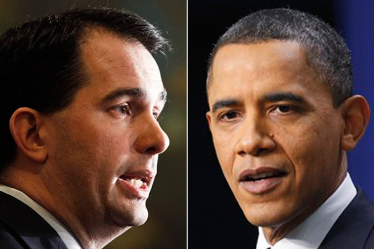 Scott Walker and Barack Obama