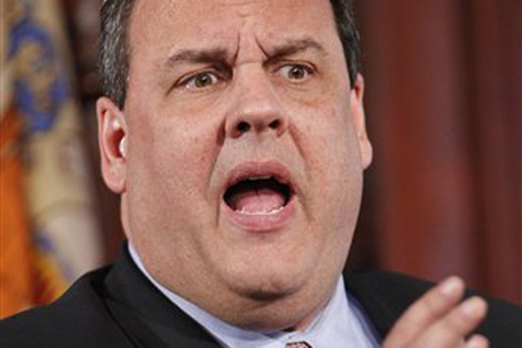 New Jersey Governor Chris Christie addresses a question about the new 'Gateway Tunnel' project that was announced in Newark by U.S. Senators Frank R. Lautenberg (D-NJ) and Robert Menendez (D-NJ), Monday, Feb. 7, 2011, in Trenton, N.J. (AP Photo/Julio Cortez) (Julio Cortez)