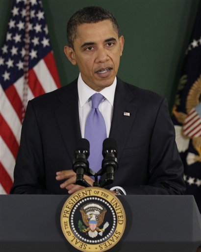 President Barack Obama speaks at Parkville Middle School and Center of Technology, in Parkville, Md., Monday, Feb., 14, 2011. (AP Photo/Carolyn Kaster) (AP)