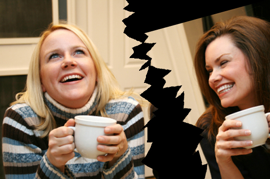 Friends enjoy a hot cup of coffee in the kitchen