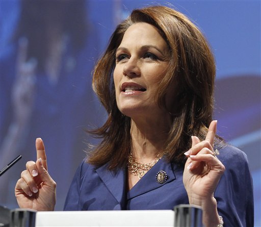 Rep. Michele Bachmann, R-Minn. addresses the Conservative Political Action Conference (CPAC) in Washington, Thursday, Feb. 10, 2011. (AP Photo/Alex Brandon) (AP)