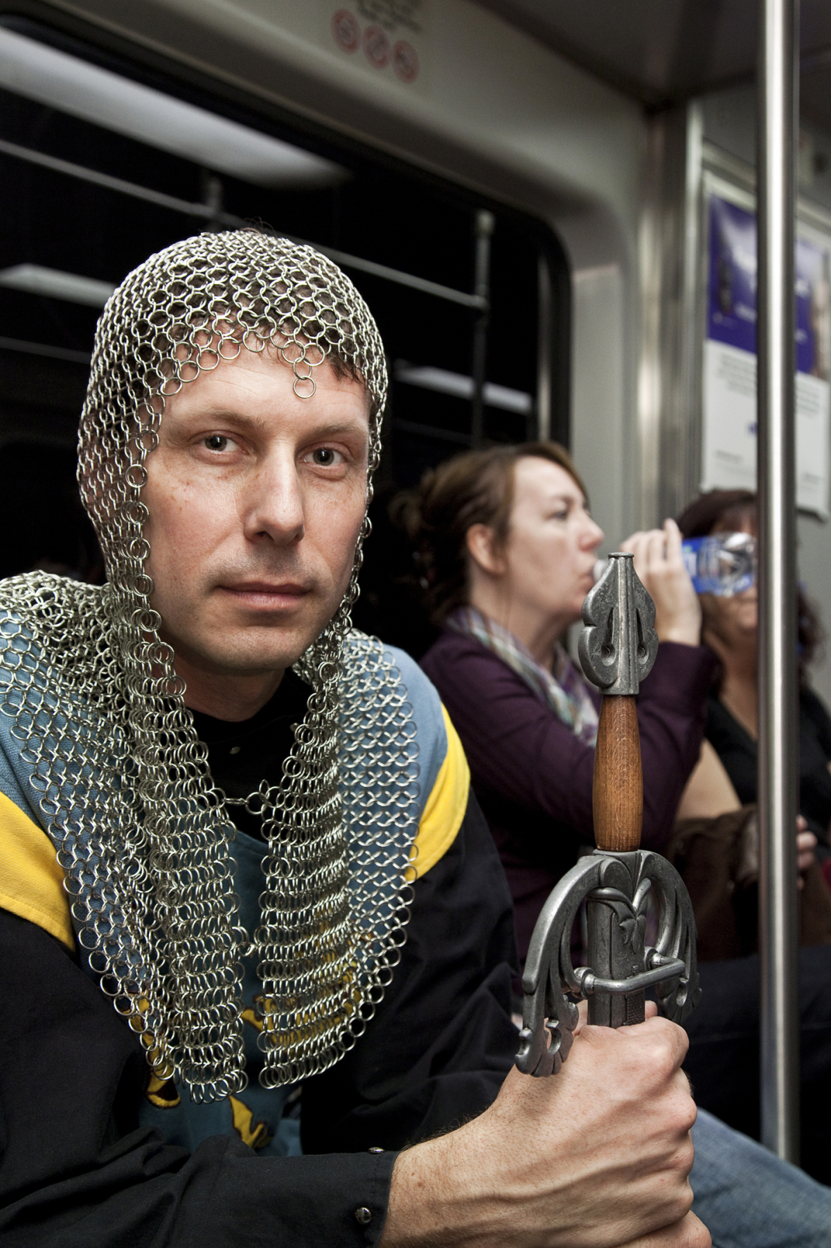 The author dressed as a knight.