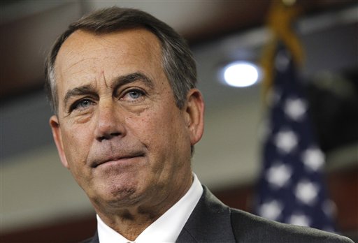 House Speaker John Boehner of Ohio takes part in a news conference on Capitol Hill in Washington, Thursday, Feb. 17, 2011. (AP Photo/Alex Brandon) (AP)