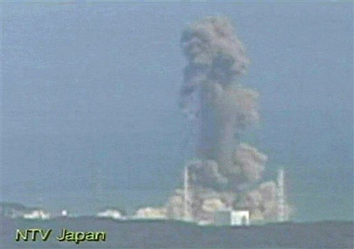 In this image made off Japan's NTV/NNN Japan television footage, smoke ascends from the Fukushima Dai-ichi nuclear plant's Unit 3 in Okumamachi, Fukushima Prefecture, northern Japan, Monday, March 14, 2011. The second hydrogen explosion in three days rocked Japan's stricken nuclear plant Monday, sending a massive column of smoke into the air and wounding 11 workers. (AP Photo/NTV/NNN Japan) MANDATORY CREDIT, JAPAN OUT, TV OUT, NO SALES, EDITORIAL USE ONLY (AP)