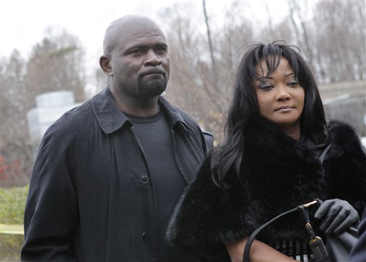 Former New York Giants football star Lawrence Taylor arrives with his wife, Lynette Taylor, at the Rockland County Courthouse for his formal sentencing in New City, N.Y., Tuesday, March 22, 2011. The 52-year-old ex-linebacker pleaded guilty in January to sexual misconduct and patronizing a 16-year-old prostitute.  (AP Photo/Seth Wenig) (AP)