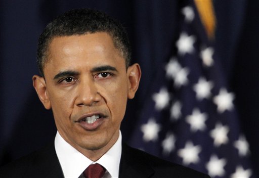 President Barack Obama delivers his address at the National Defense University in Washington, Monday, March 28, 2011,  to give an update on Libya.    (AP Photo/Manuel Balce Ceneta) (AP)