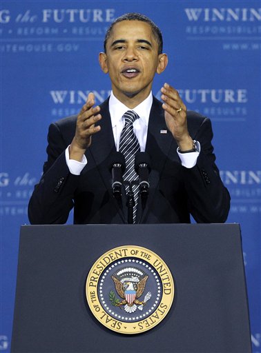 In this March 8, 2011, photo, President Barack Obama speaks about education at TechBoston Academy in Boston's Dorchester neighborhood. Obama rode a wave of voter passion in 2008 fed largely by intense dislike of President George W. Bush and the Iraq war, plus excitement among young and minority voters at the notion of electing the nations first black president. Now, as Obama cranks up his re-election campaign, all those factors are absent. (AP Photo/Elise Amendola) (AP)
