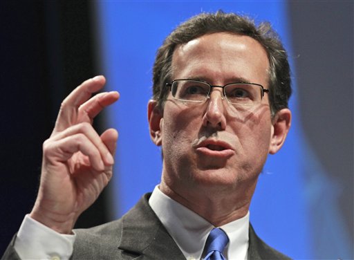 Former Pennsylvania Sen. Rick Santorum addresses the Conservative Political Action Conference (CPAC) in Washington, Thursday, Feb. 10, 2011. (AP Photo/Alex Brandon) (AP)
