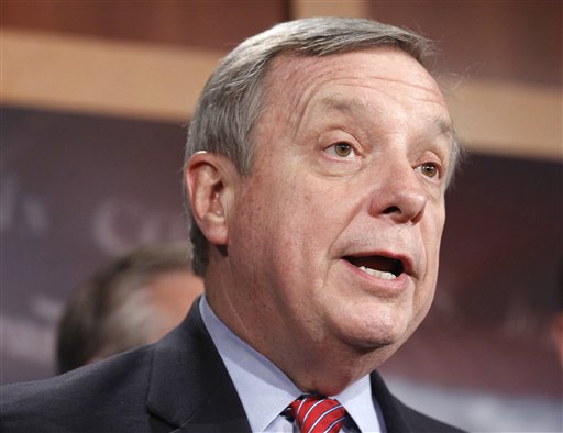 FILE - In this Dec. 18, 2010 file photo, Senate Majority Whip Richard Durbin of Ill. speaks on Capitol Hill in Washington. Is anyone going to fix Social Security? Medicare? Medicaid? They're the big bills coming due.  While President Barack Obama and congressional leaders offer vague assurances, six senators _ three Republicans and three Democrats whose ideologies cover the entire liberal-conservative spectrum _ are quietly taking up the baton.  (AP Photo/Alex Brandon, File) (AP)