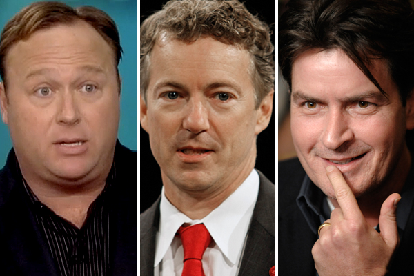 Alex Jones, Rand Paul, Charlie Sheen