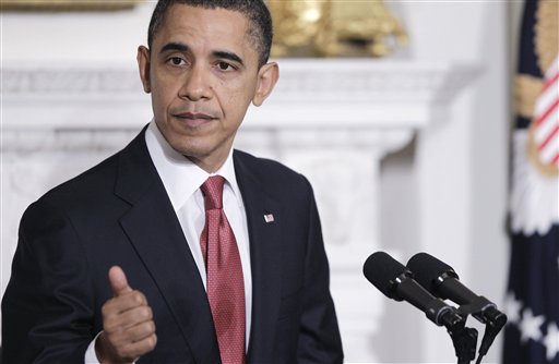 President Barack Obama speaks during a bi-partisan meeting of governors in the State Dining Room of the White House in Washington, Monday, Feb. 28, 2011. (AP Photo/Charles Dharapak) (AP)
