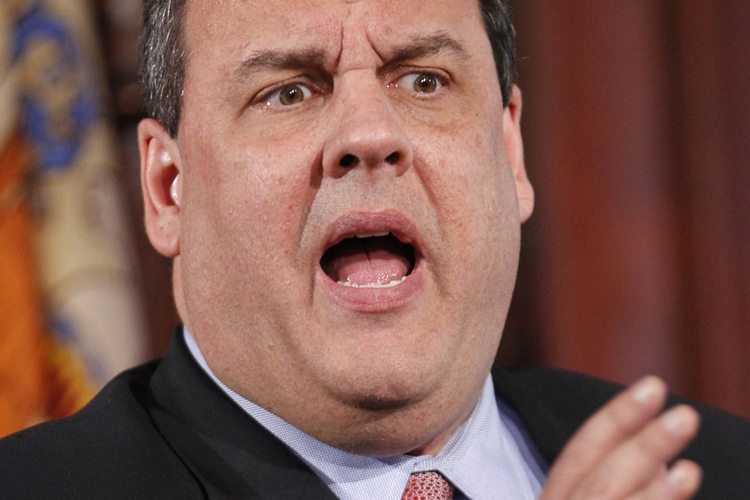 New Jersey Governor Chris Christie addresses a question about the new 'Gateway Tunnel' project that was announced in Newark by U.S. Senators Frank R. Lautenberg (D-NJ) and Robert Menendez (D-NJ), Monday, Feb. 7, 2011, in Trenton, N.J. (AP Photo/Julio Cortez) (Julio Cortez)