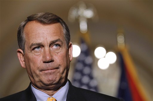 FILE - In this April 1, 2011, file photo House Speaker John Boehner of Ohio pauses during a news conference on Capitol Hill in Washington to discuss GOP efforts to create jobs and cut spending. The dilemma facing Boehner to pass a fast-approaching spending compromise and avert a government shutdown is to get the overwhelming majority of votes to come from fellow Republicans, even if dozens of easily attainable Democratic votes could help carry the budget bill to victory. (AP Photo/Alex Brandon, File) (AP)