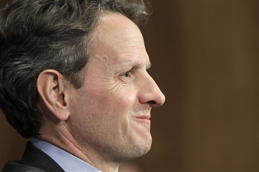 Treasury Secretary Tim Geithner testifies before the Senate Foreign Relations Committee on how the U.S. economy is affected by global unrest, on Capitol Hill in Washington, Thursday, March 3, 2011. (AP Photo/J. Scott Applewhite) (AP)