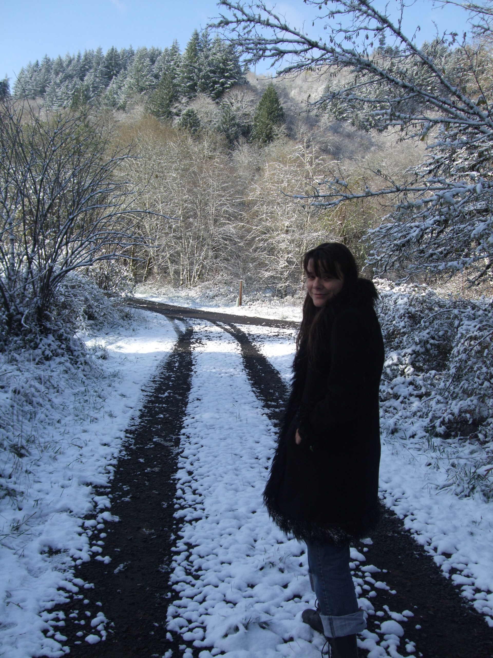 The author outside her home in Oregon.