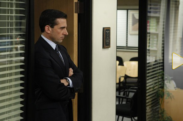 "Goodbye, Michael": Michael Scott (Steve Carell) surveys "The Office" on his last day.