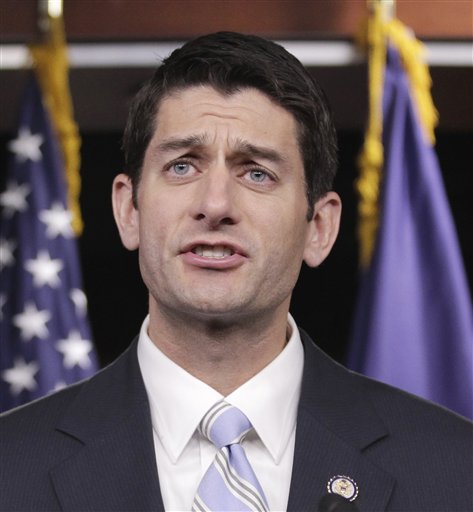 FILE - In this April 5, 2011 photo, House Budget Committee Chairman Rep. Paul Ryan, R-Wis. touts his 2012 federal budget during a news conference on Capitol Hill in Washington.   House Republicans are backing the cuts to Medicare called for in the 2012 budget proposed by Ryan. Those cuts account for a significant share of the $5.8 trillion Ryan claims his budget will save over the next decade.  The House is expected to vote on Ryans 2012 budget blueprint this week.  (AP Photo/J. Scott Applewhite) (AP)