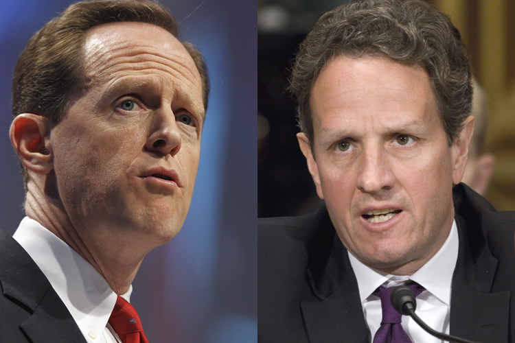 Treasury Secretary Timothy Geithner testifies on Capitol Hill in Washington, Tuesday, March 15, 2011, before the Senate Banking Committee hearing on the housing finance market. (AP Photo/Harry Hamburg) (Harry Hamburg)