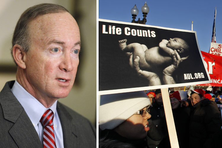 Anti-abortion activists gather in front of the Supreme Court in Washington, Monday, Jan. 24, 2011, during a rally against Roe v. Wade.  (AP Photo/Manuel Balce Ceneta) (Manuel Balce Ceneta)