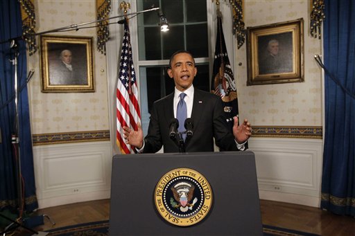 FILE - In this April 8, 2011 photo, President Obama poses for photographers in the Blue Room at the White House in Washington after he spoke regarding the budget and averted government shutdown after a deal was made between Republican and Democrat lawmakers.   The Treasury Department reports on the federal budget deficit for March. In February, the government ran the largest-ever budget gap for a single month. The shortfall kept this year's annual deficit on pace to end as the biggest in U.S. history, $1.5 trillion. And that's not likely to change much, even after President Barack Obama and congressional Republicans struck a deal last week to cut $38.5 billion from this year's budget.  (AP Photo/Charles Dharapak) (AP)