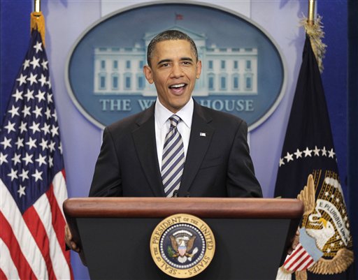 President Barack Obama speaks to reporters about the controversy over his birth certificate and true nationality, Wednesday, April 27, 2011, at the White House in Washington. (AP Photo/J. Scott Applewhite) (AP)