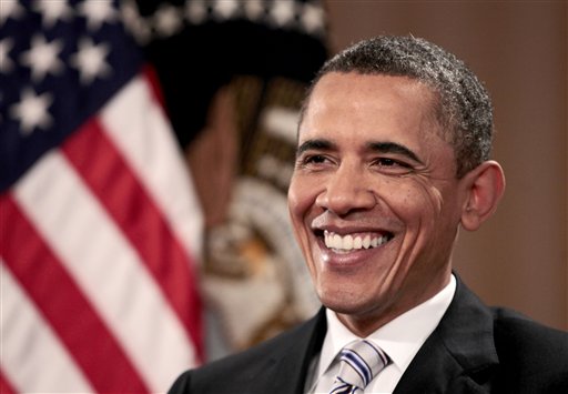 President Barack Obama smiles during his interview with The Associated Press, Friday, April 15, 2011, in Chicago. (AP Photo/Pablo Martinez Monsivais) (AP)