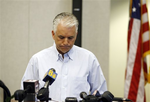 FILE - In this June 16, 2009 photo, Sen. John Ensign, R-Nev. speaks at a news conference at the Lloyd D. George Federal building  in Las Vegas.  Ensign announced he will resign amid an ethics investigation.  Ensign said Thursday, April 21, 2011,  he will send Vice President Joe Biden a letter Friday making the resignation official. He said he has not violated any laws or rules, but said he could no longer subject his family, friends and constituents to further investigations.  The Republican, who is under investigation by the Senate Ethics Committee, announced in March that he would not pursue re-election.  (AP Photo/Isaac Brekken) (AP)