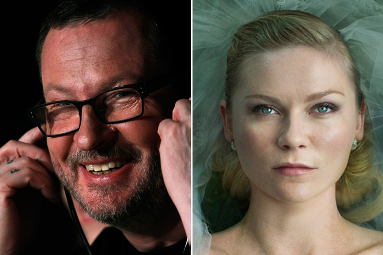 Lars Von Trier (left) and Kirsten Dunst in "Melancholia"