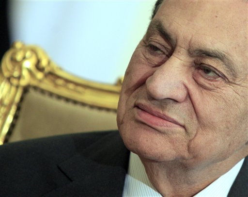 FILE - In this Feb. 8, 2011 file photo, Egyptian President Hosni Mubarak sits during his meeting with Emirates foreign minister, not pictured, at the Presidential palace in Cairo, Egypt. Egypt's ousted President Hosni Mubarak would face the death penalty if convicted of ordering the shooting of protesters during the uprisings that brought him down, the country's new justice minister said Saturday, April 30, 2011. (AP Photo/Amr Nabil, File) (Associated Press)