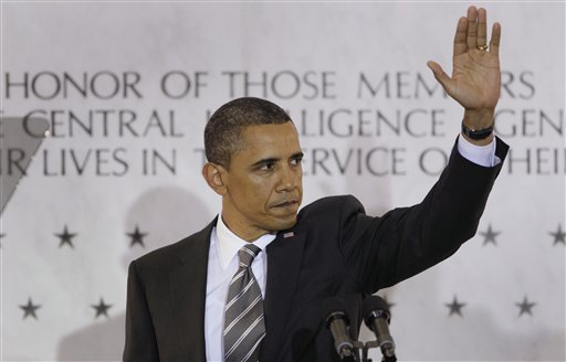 President Barack Obama waves to CIA employees after speaking at CIA headquarters in Langley, Va., Friday, May 20, 2011. Obama congratulated the country's intelligence workers for the years of effort that led to the discovery and killing of terrorist Osama bin Laden.  (AP Photo/Carolyn Kaster) (AP)