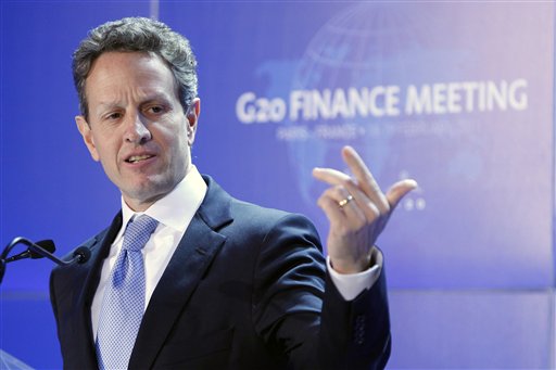 FILE - In this Feb. 19, 2011, file photo U.S. Treasury Secretary Timothy Geithner answers questions at the closing press conference of the G20 Finance summit in Paris. Five years and one financial crisis since the United States and China commenced regular high-level economic talks, fast-growing Beijing might have the upper hand Monday, May 9, 2011, in the latest round of discussions between the world's two biggest economies. While analysts don't foresee major breakthroughs at the talks Monday and Tuesday, China's expanding economic might will give it greater leverage now. (AP Photo/Francois Mori, File) (AP)
