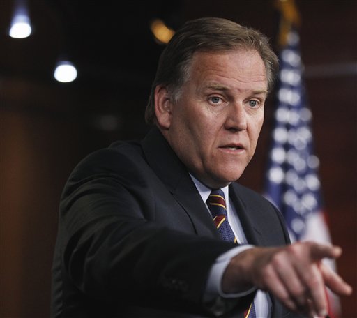 House Intelligence Committee Chairman Rep. Mike Rogers, R-Mich., speaks to reporters during a news conference on Capitol Hill in Washington, Monday, May 2, 2011, to talk about the death of Osama bin Laden.  (AP Photo/Manuel Balce Ceneta) (AP)