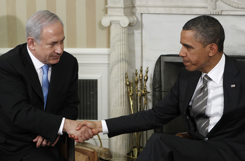 U.S. President Barack Obama meets with Israel's Prime Minister Benjamin Netanyahu in the Oval Office at the White House in Washington, May 20, 2011. Obama's call for Israel to give Palestinians territory it has occupied since 1967 stunned Netanyahu and pushed the leaders' thawing relationship back into the freezer.          REUTERS/Jim Young      (UNITED STATES - Tags: POLITICS) (Â© Jim Young / Reuters)