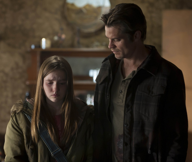 JUSTIFIED: L-R: Kaitlyn Dever and Timothy Olyphant in JUSTIFIED airing Wednesday, May 4 (10:00 PM ET/PT) on FX. CR: Prashant Gupta / FX