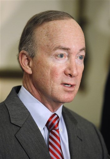 FILE - In this April 15, 2011 file photo, Indiana Gov. Mitch Daniels speaks at the Statehouse in Indianapolis.  Ready or not, the 2012 presidential campaign is under way in earnest a full 18 months before Election Day. The GOP field _ still muddy and made up of no less than a dozen people _ will become clearer in coming days as more Republicans declare they'll run or sit out _ and President Barack Obama's schedule already is packed with fundraisers and visits to states important to his re-election chances. (AP Photo/Darron Cummings, File) (AP)