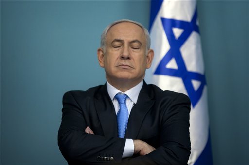 Israeli Prime Minister Benjamin Netanyahu pauses during a press conference in his office in Jerusalem, Wednesday, May 18, 2011. When U.S President Barack Obama and Netanyahu meet this week to try to revive deadlocked Israeli-Palestinian peace talks, they will do so against a vastly changed Middle East landscape. (AP Photo/Sebastian Scheiner) (AP)
