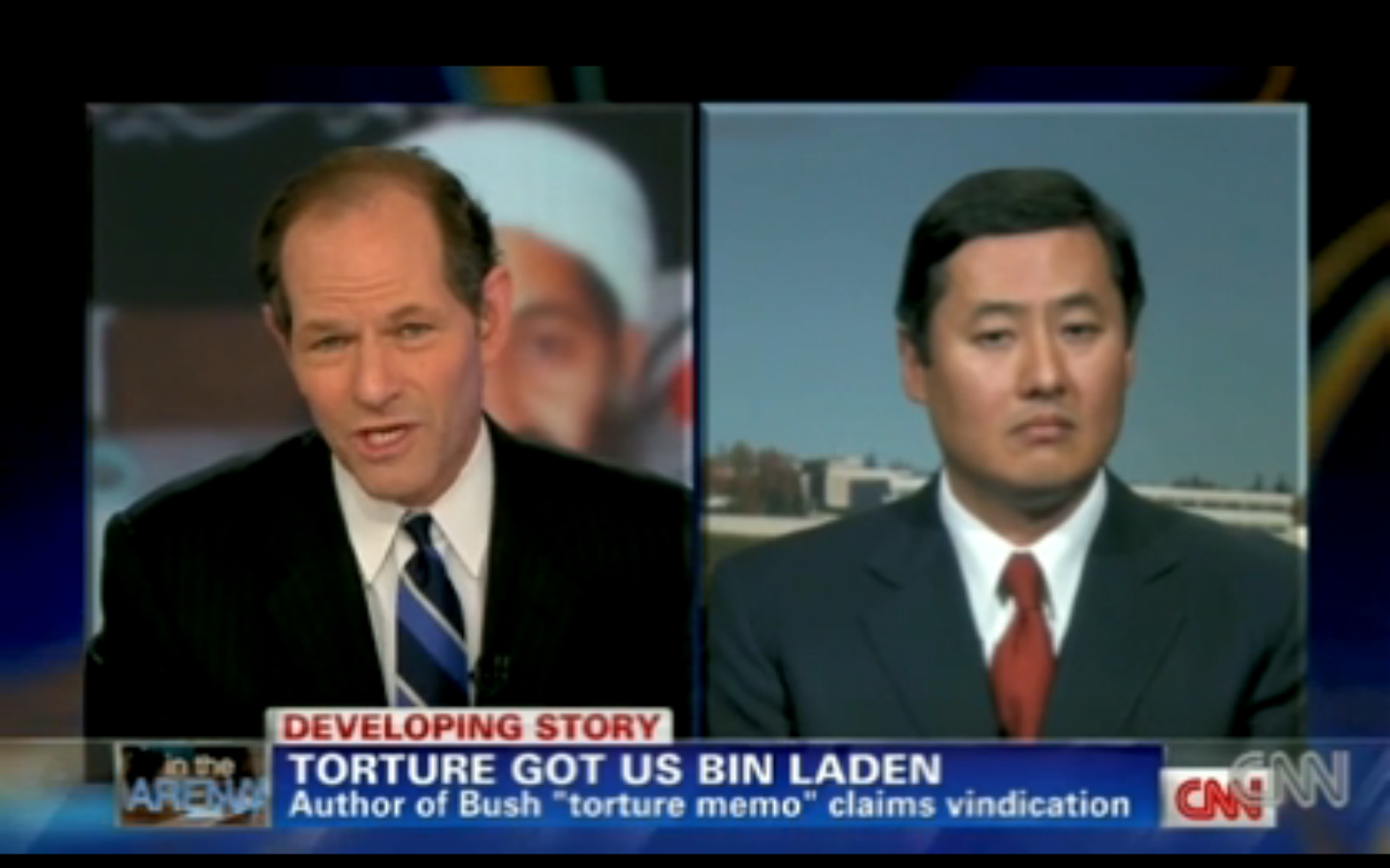John Yoo on Eliot Spitzer's CNN show, "In the Arena."