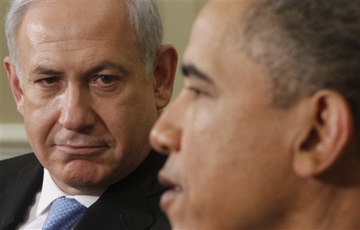 FILE - In this May 20, 2011, file photo President Barack Obama meets with Prime Minister Benjamin Netanyahu of Israel in the Oval Office at the White House in Washington.  Sunday, May 22, Obama is scheduled to speak at the AIPAC Policy conference in Washington. (AP Photo/Charles Dharapak) (AP)