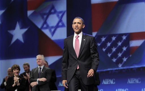 President Barack Obama arrives to speak at the American Israel Public Affairs Committee (AIPAC) convention in Washington, Sunday, May 22, 2011. After a contentious couple of days this week when he clashed publicly with Israeli Prime Minister Benjamin Netanyahu over ideas for a permanent Palestinian state, Obama is focusing on the deep U.S.-Israeli friendship and alliance. (AP Photo/J. Scott Applewhite) (AP)