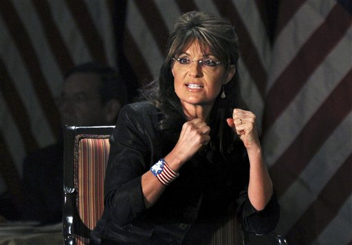 FILE- In this Feb. 17, 2011 photo, Former Alaska Gov. Sarah Palin answers questions at a public appearance at a Long Island Association (LIA) meeting and luncheon in Woodbury, N.Y. Palin is scheduled for a court hearing on her request to extend a restraining order against 19-year-old Shawn Christy of McAdoo, Pa., accused of stalking the 2008 Republican vice presidential candidate, her family and friends. (AP Photo/Craig Ruttle, file) (AP)