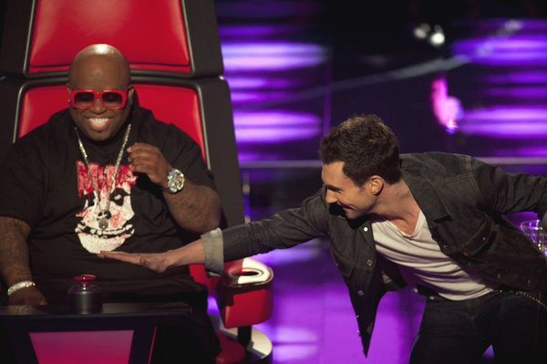 THE VOICE -- Episode 102 -- Pictured: (l-r) Cee Lo Green, Adam Levine -- Photo by: Lewis Jacobs/NBC (Lewis Jacobs)