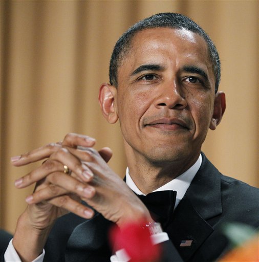 FILE - In this April 30, 2011 file photo, President Barack Obama attends the White House Correspondents Association Dinner in Washington. In a remarkable 36 hours of his presidency, Barack Obama carried a momentous secret and gave no hint of it as he consoled tornado victims, delivered a college commencement address and cracked jokes at a black-tie dinner. (AP Photo/Manuel Balce Ceneta, File) (AP)