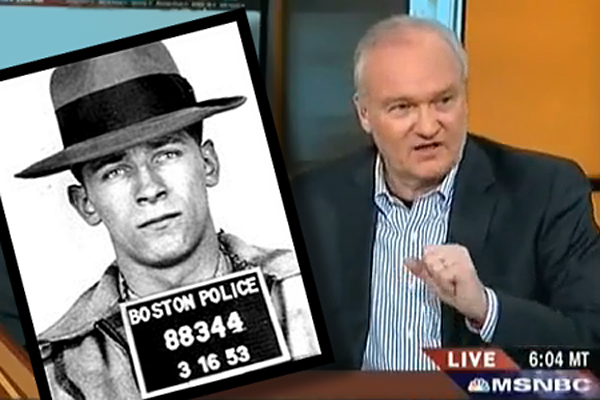 Mike Barnicle. Inset: A mugshot of Whitey Bulger