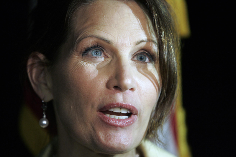 Rep. Michele Bachmann, a tea party favorite considering a run for president in 2012, speaks to the media, Friday, May 20, 2011, at a Republican fundraiser in Archbold, Ohio.  (AP Photo/JD Pooley) (Jd Pooley)