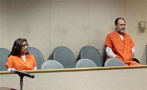 FILE - In this Feb. 3, 2011 file photo, kidnapping suspects Nancy and Phillip Garrido are seen before the start of hearing at the El Dorado County Court in Placerville, Calif. The attorney for the woman accused in the 1991 kidnapping of Jaycee Dugard says his client will plead guilty to charges in the case. Garrido and her husband, Phillip, were scheduled to appear in an El Dorado County courtroom Thursday for a settlement hearing. The hearing was scheduled with little notice. (AP Photo/Rich Pedroncelli, file) (AP)